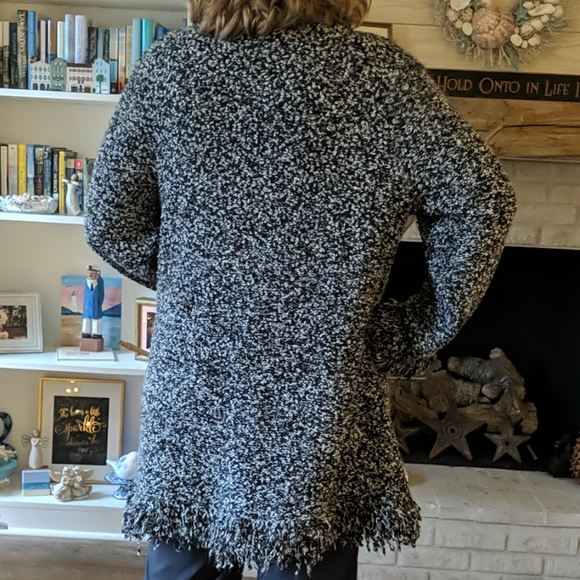Vintage Chico's long fringe trim cardigan - Picture 3 of 8
